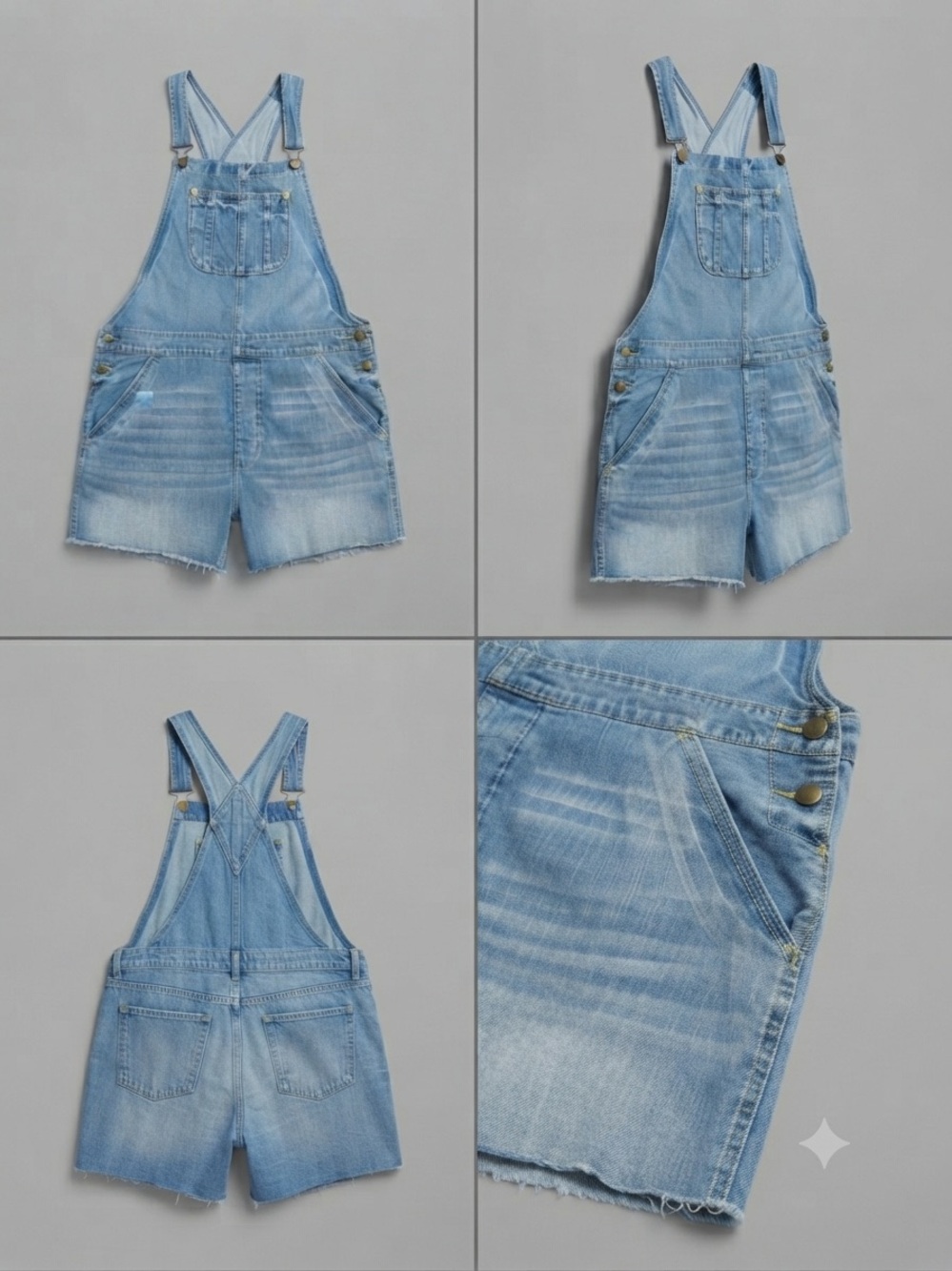 American Eagle Outfitters Light Blue Denim Short Overalls Large - Picture 4 of 9